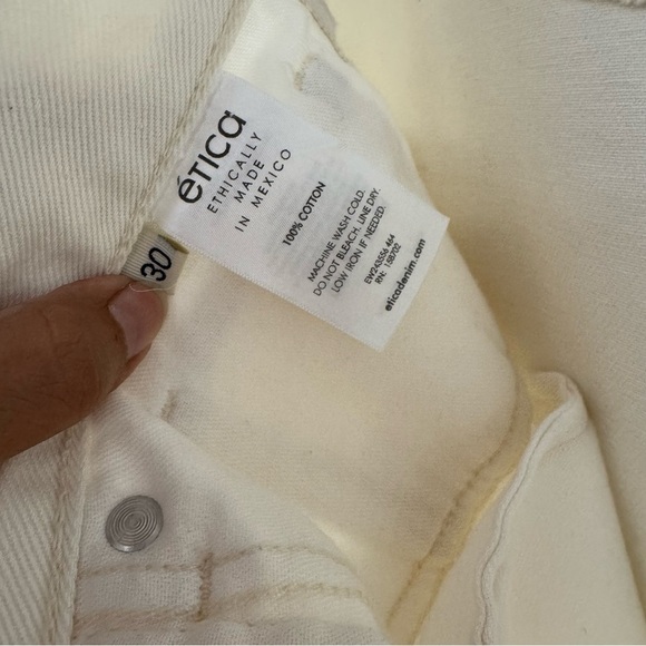 NEW ETICA Stanton Relaxed Wide Leg Denim Jeans Size 30 Natural CREAM Baggy Retro - Picture 6 of 10